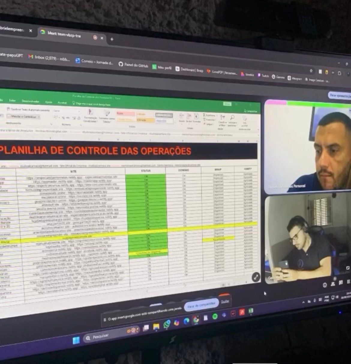 Planilha de controle e acompanhamento de operações
